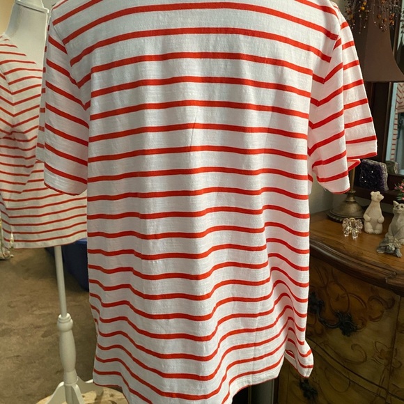 Sigrid Olsen White and Pink Boxy Short Sleeve Tee - Picture 3 of 8